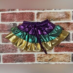 Millie Colly’s boutique Metallic Mardi Gras skort skirt 3-6m purple green gold